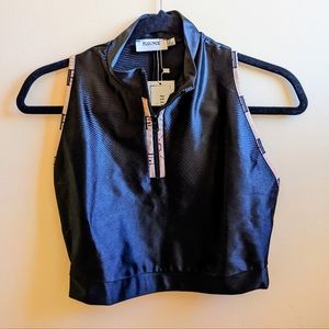 Women's ASOS Flounce High Neck w/ zip Crop Top